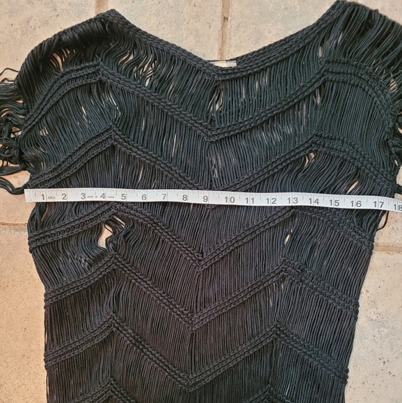 PILYQ MIDNIGHT Crochet Fringe Swimsuit Cover Up Black  Dress - Picture 10 of 12